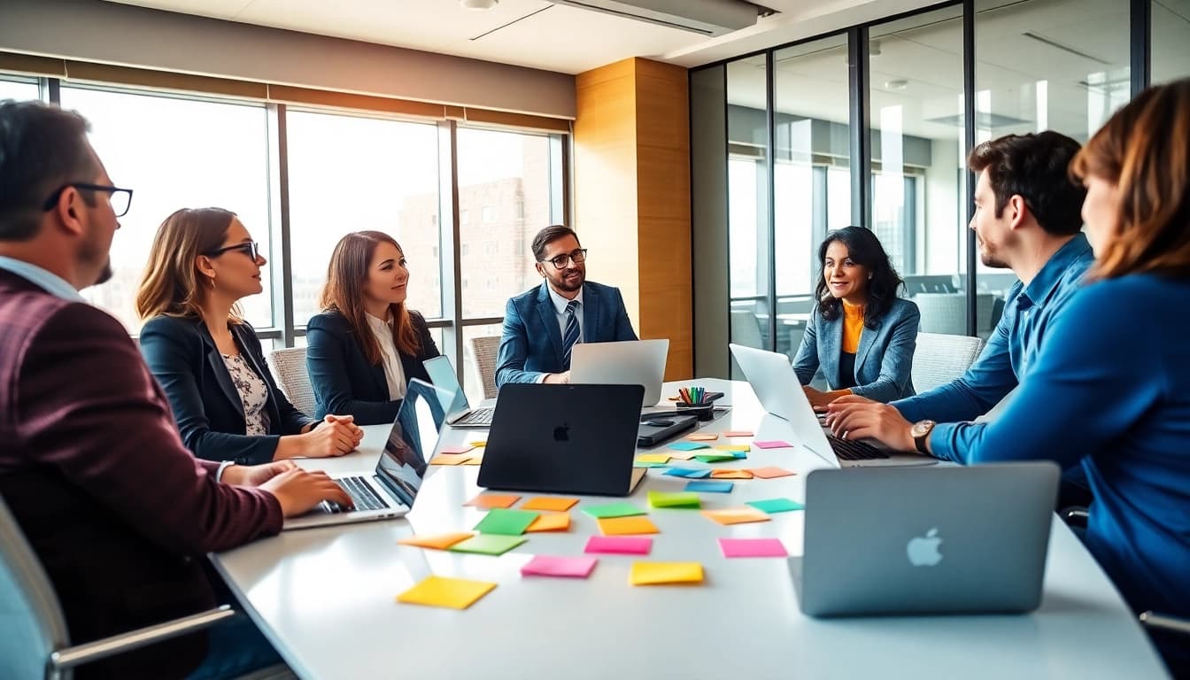 Engaging Career Coaching session highlighting teamwork and personal growth in a modern office.