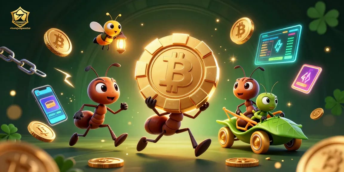 Engage in thrilling strategies at nhanquagamebai with a hefty golden poker chip and animated characters.