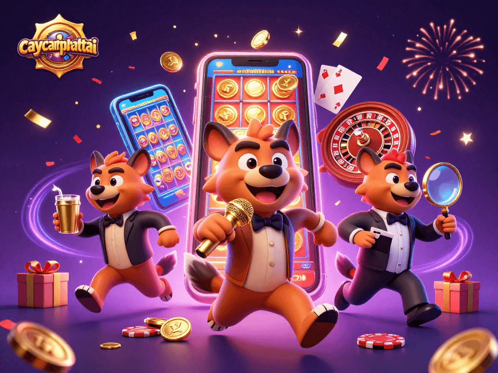Experience caycanhphattai's vibrant casino scene, featuring hyenas in action with dynamic gaming elements.