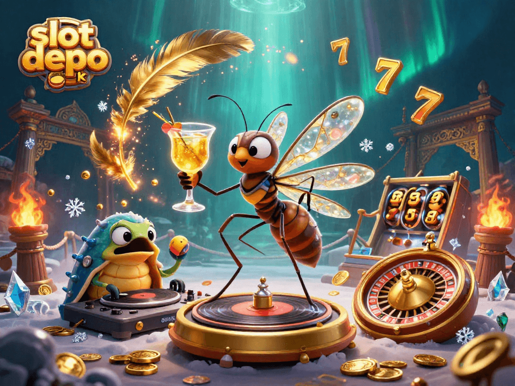 Experience thrilling gameplay with slot depo 5k's vibrant 3D casino illustration featuring unique characters and elements.