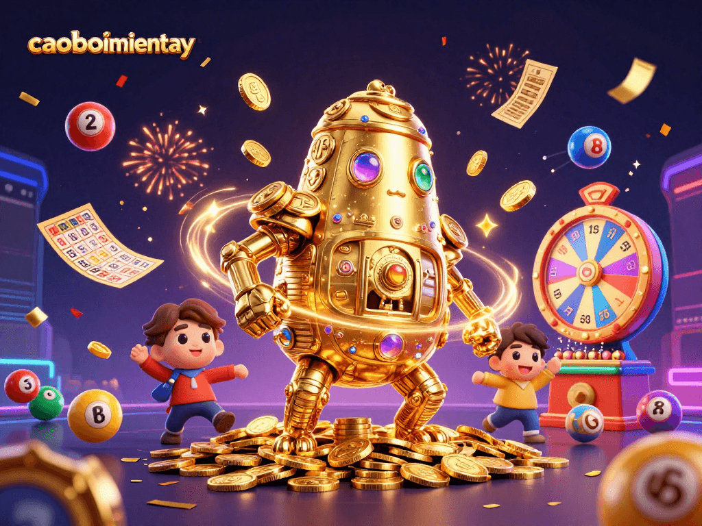 Engage in thrilling gameplay with caoboimientay, featuring dynamic lottery balls and golden golem.
