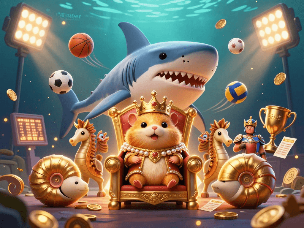 Experience thrilling action with 8xbet as the golden hamster king rules the underwater sports betting kingdom.