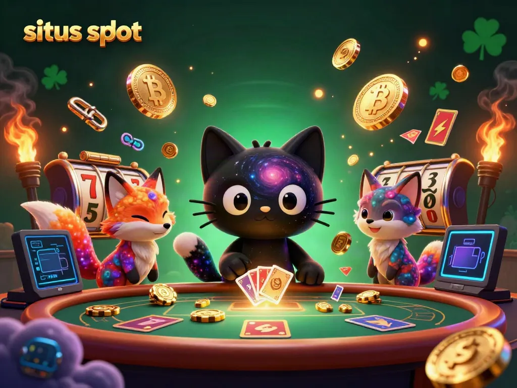 Experience thrilling situs slot action with cartoon characters and vibrant casino elements.