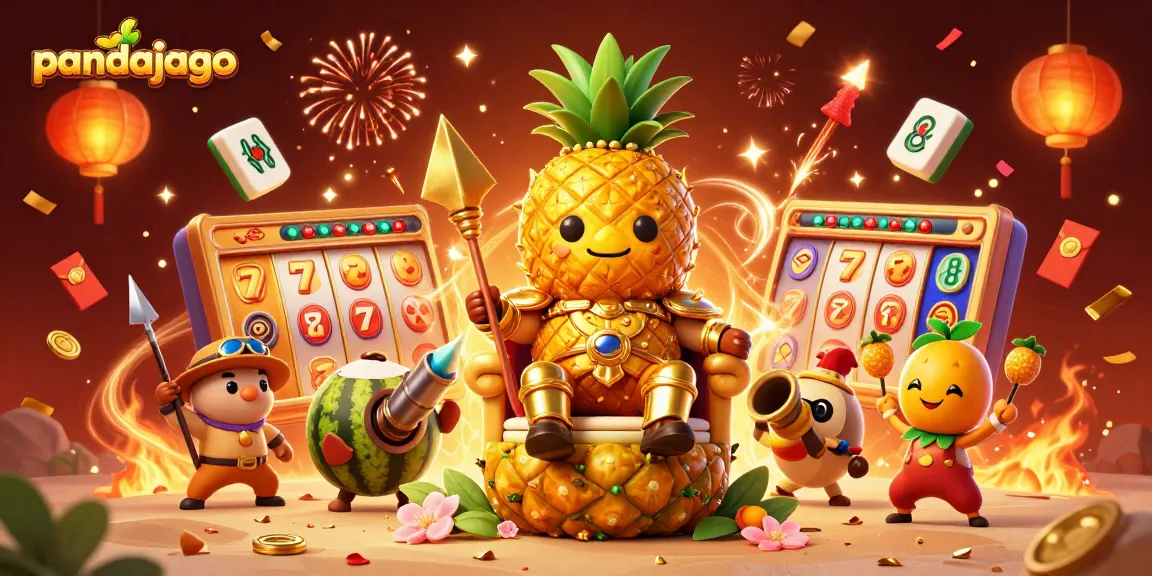 Pandajago memberikan peluang jackpot maksimal sambil menikmati suasana kasino pantai berwarna-warni dengan raja nanas.