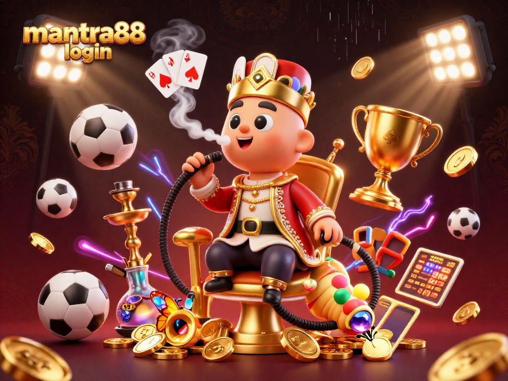 Experience the thrill of mantra88 login with vibrant visuals of casino-themed elements in a dynamic scene.