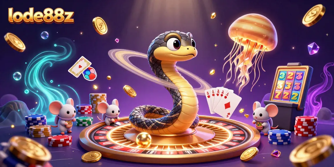 Experience the excitement of lode88z with a vivid 3D casino scene featuring cosmic elements and dynamic gaming action.