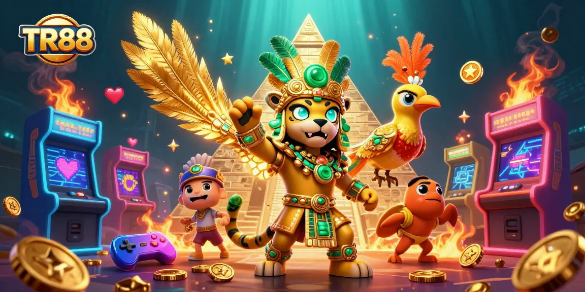 Experience TR88 casino magic with a vibrant Mayan scene, featuring game elements and striking visuals.