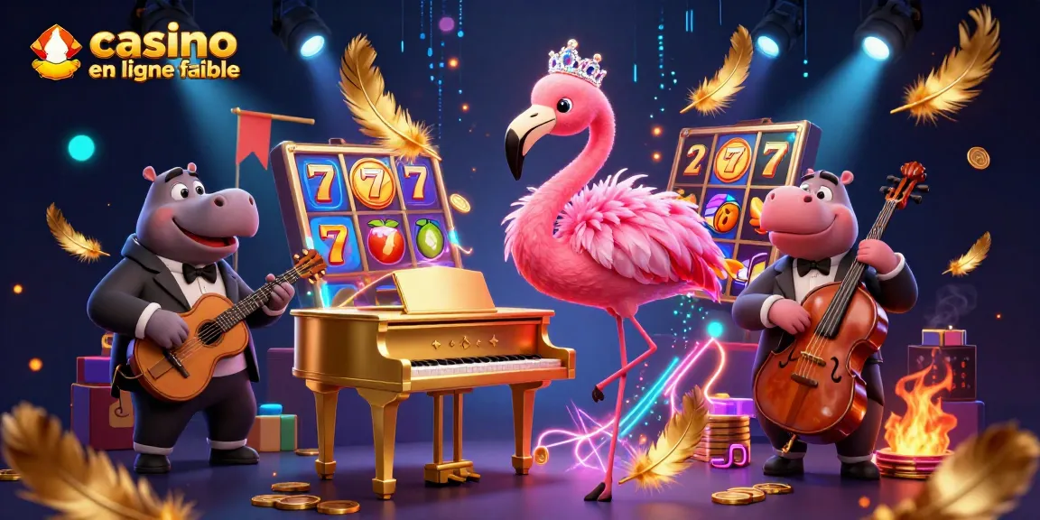 Image vibrante représentant un chanteur flamant dans un casino en ligne fiable, avec une ambiance dynamique de jeux et de lumière.