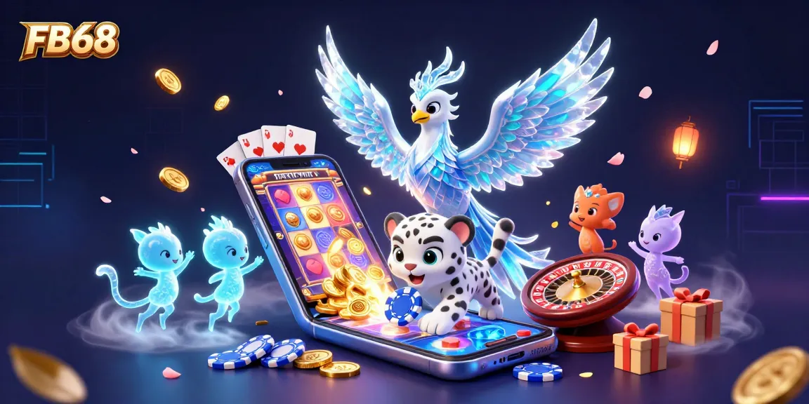 Experience the thrill of FB68 with a colorful ice-themed casino scene featuring captivating characters.