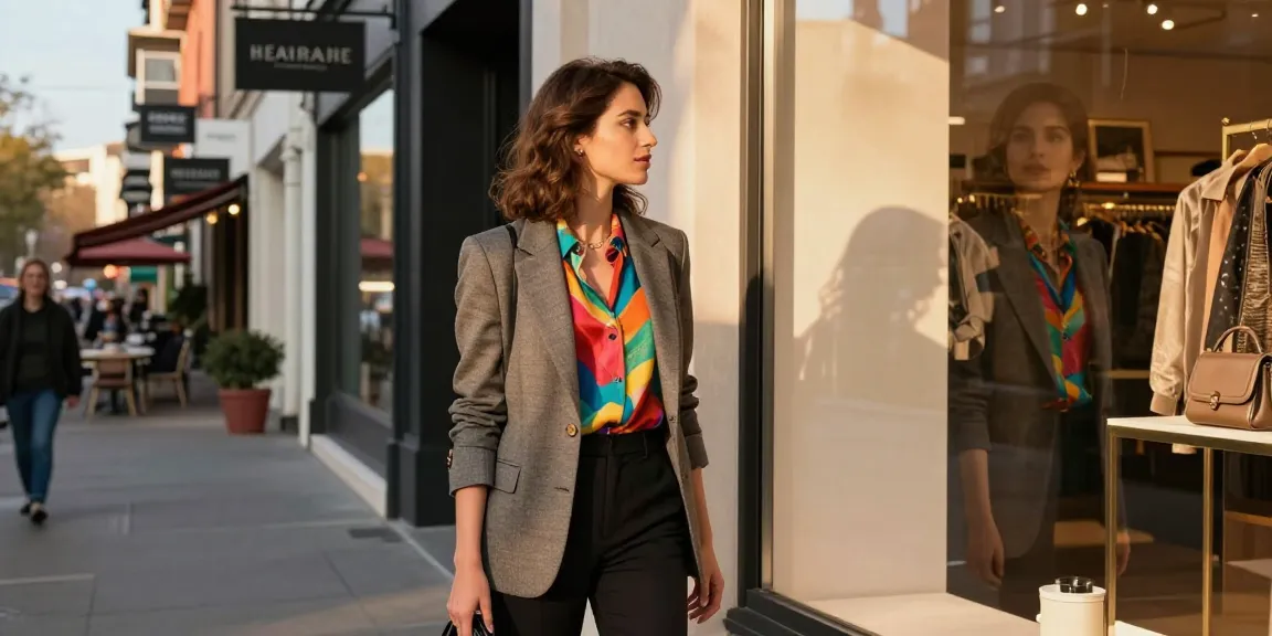 Consulenza d'immagine Milano: donna elegante riflessa in vetrina in un contesto urbano