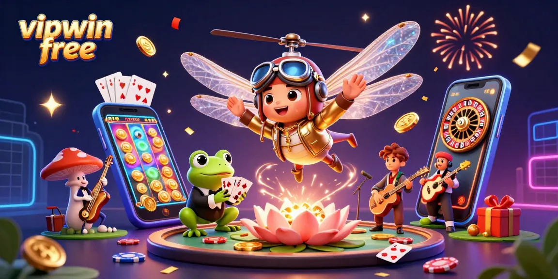 Experience vipwin free with a vibrant 3D casino scene featuring lively characters and dynamic gaming elements.