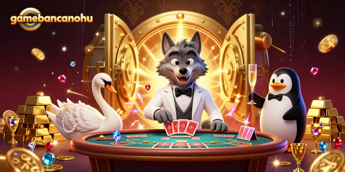 gamebancanohu showcases an extravagant baccarat scene with glamorous characters and treasure