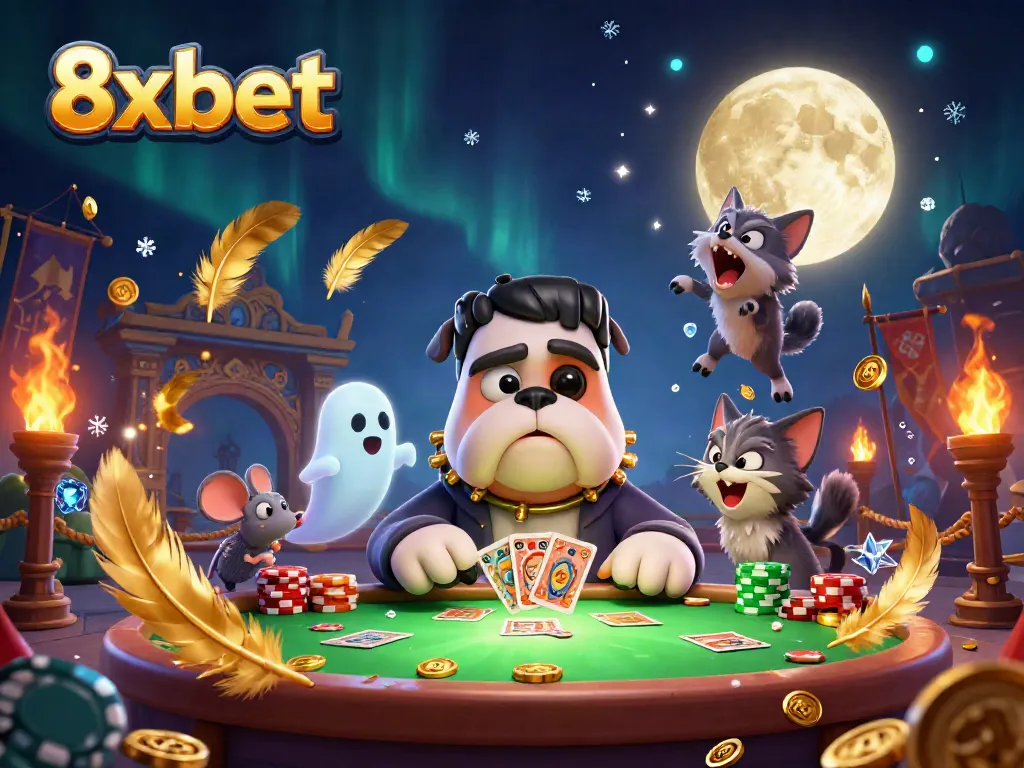 Engage with the 8xbet gaming experience amid vibrant 3D casino characters interacting with electrifying gaming elements.