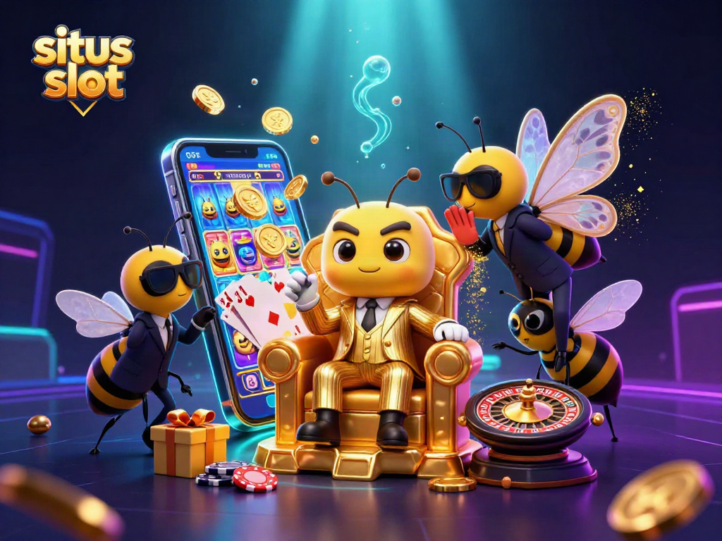Experience thrilling situs slot adventures with a bumblebee mob boss and casino elements.