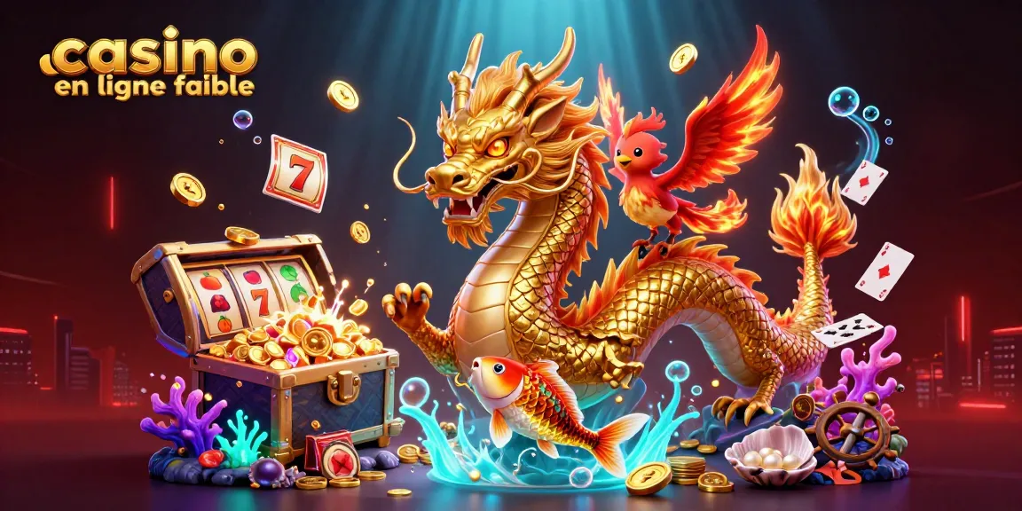 Illustrez votre expérience de jeu avec un dragon chinois et des éléments de casino en ligne fiable.