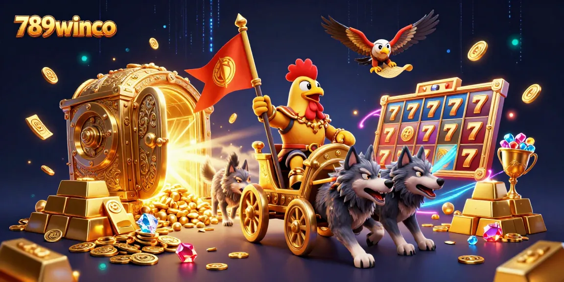 Experience thrilling wins with 789winco's vibrant 3D illustration showcasing exciting casino elements.