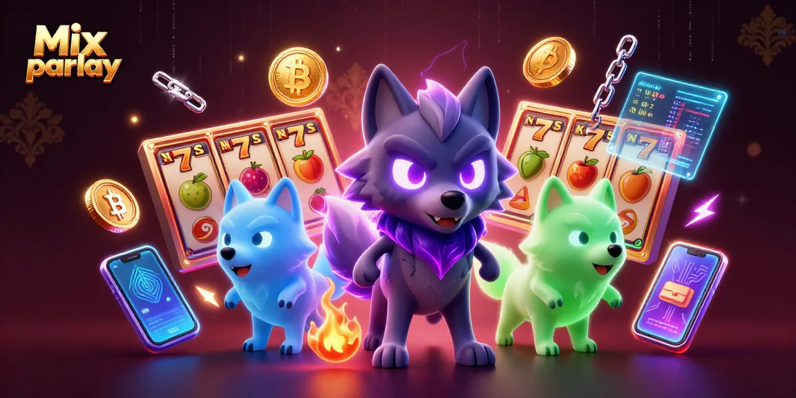 Experience thrilling Mix parlay action with spectral wolves and casino reels in this vivid scene.