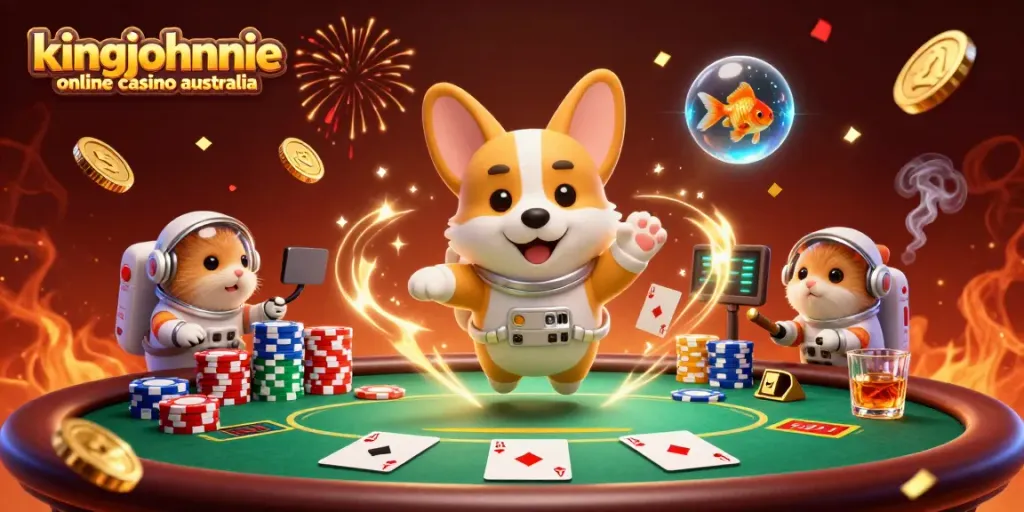 Experience excitement at kingjohnnie online casino australia with a dynamic space-themed gaming illustration