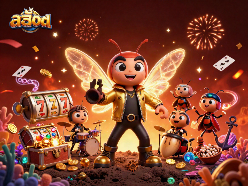 Spin the slots with a vibrant scene featuring the character สล็อต and dynamic casino elements throughout.