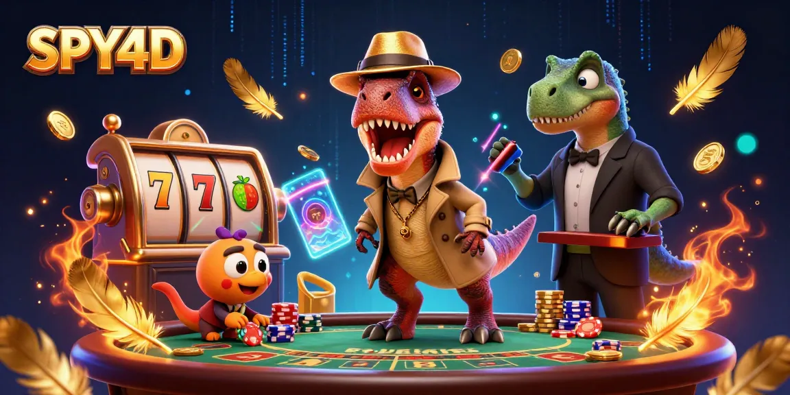 SPY4D menampilkan velociraptor di blackjack dengan elemen mesin slot, penuh detail atmosferik dan pesona judi.