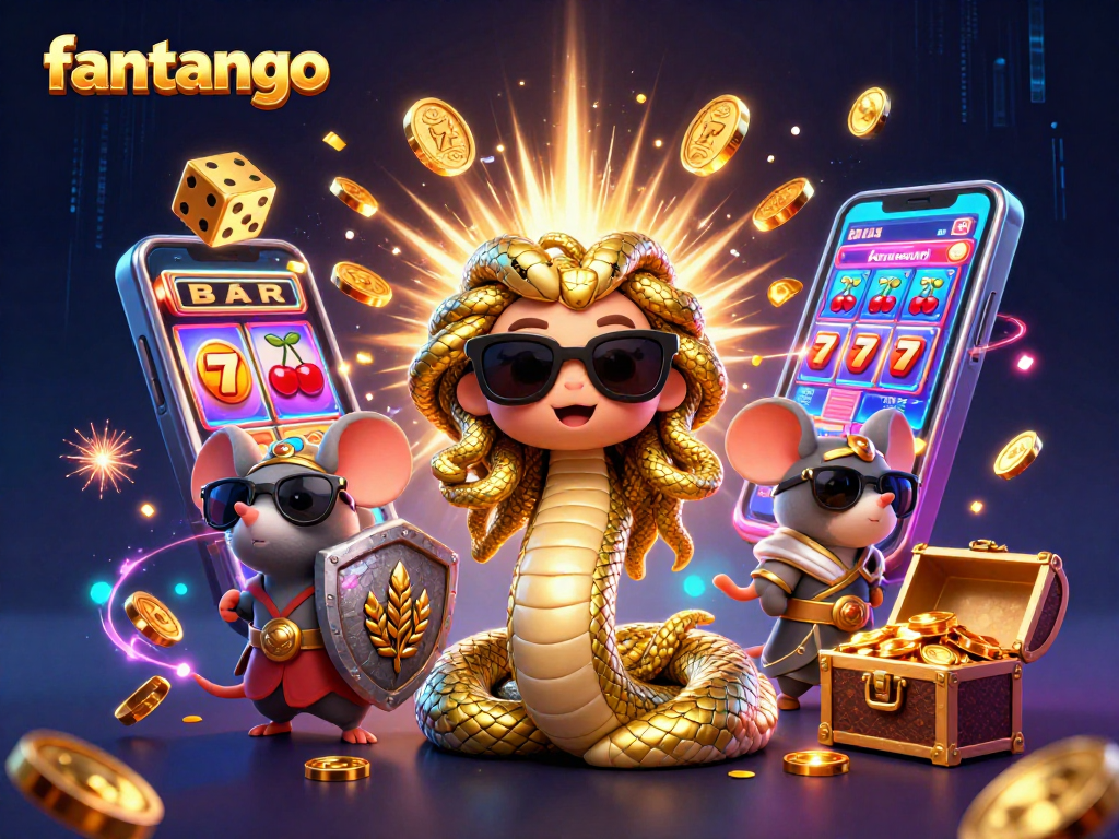 Engage with fantango in a vibrant 3D casino scene featuring slot machines and dynamic elements.