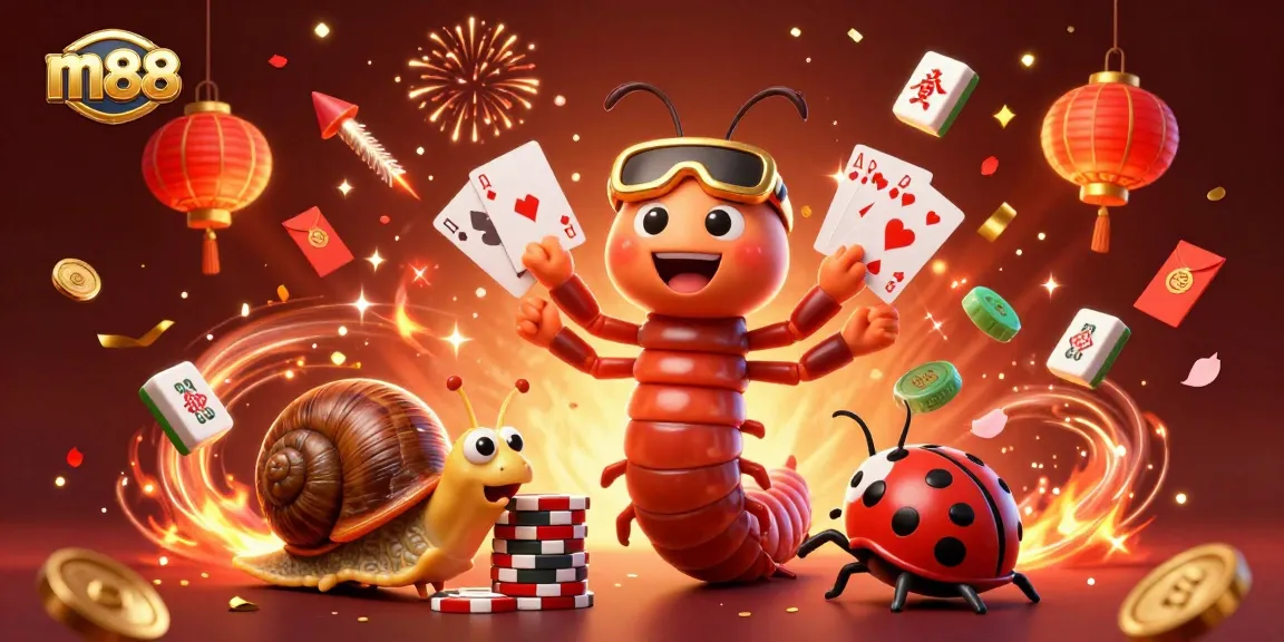 Experience excitement at m88 with a lively casino scene featuring a millipede dealer and high-roller snail.