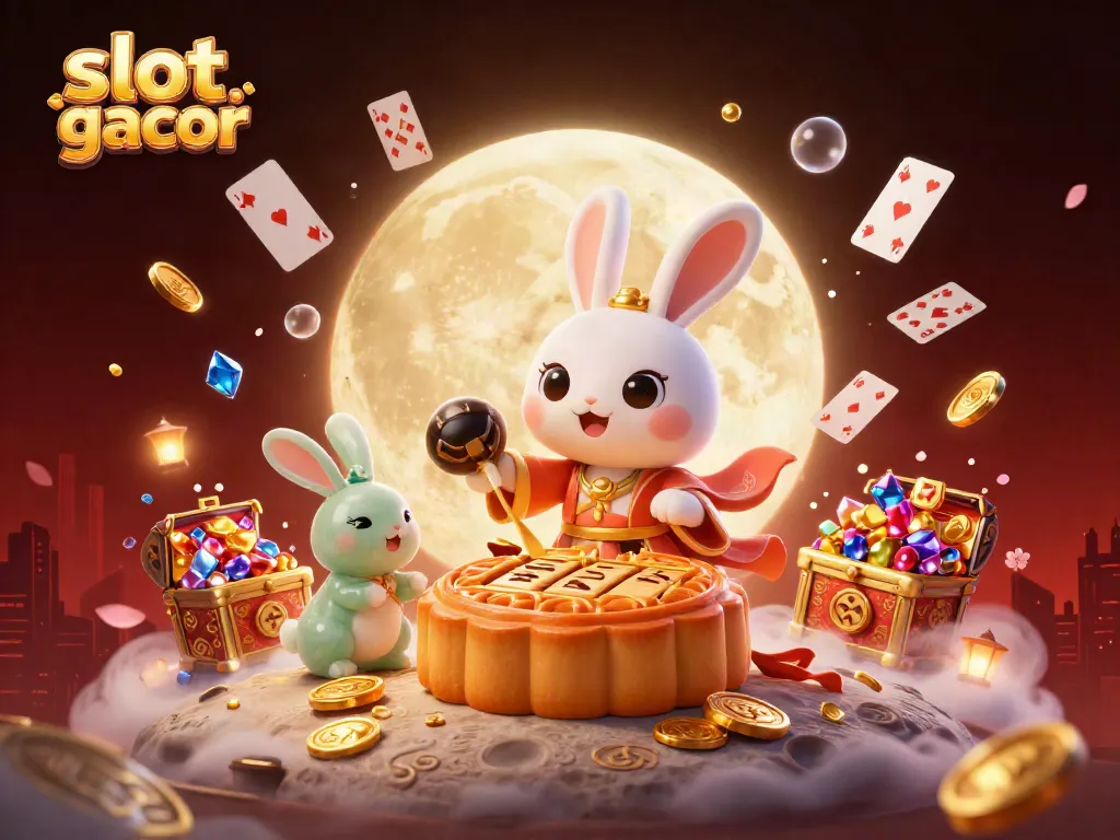 Experience thrilling gameplay with slot online gacor as stacked treasure chests burst open on the moon.