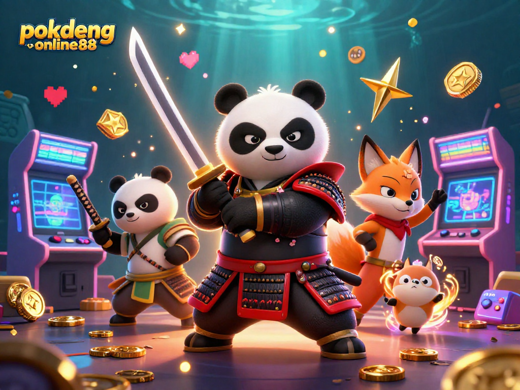 Engage in thrilling gameplay at pokdeng-online88 with animated characters in a vibrant casino scene.