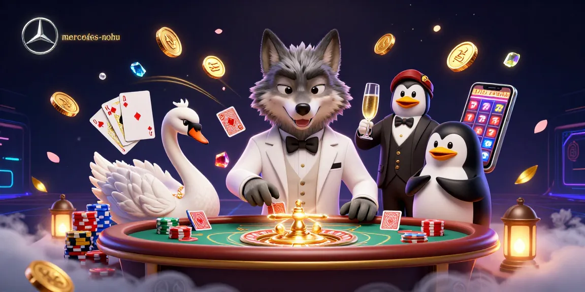 Experience the elegance of mercedes-nohu casino with charming characters engaging at the baccarat table.