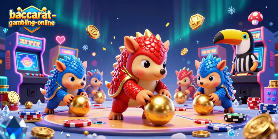 Baccarat-gambling-online features dynamic pangolins in an intense showdown, rolling poker chips to win big.