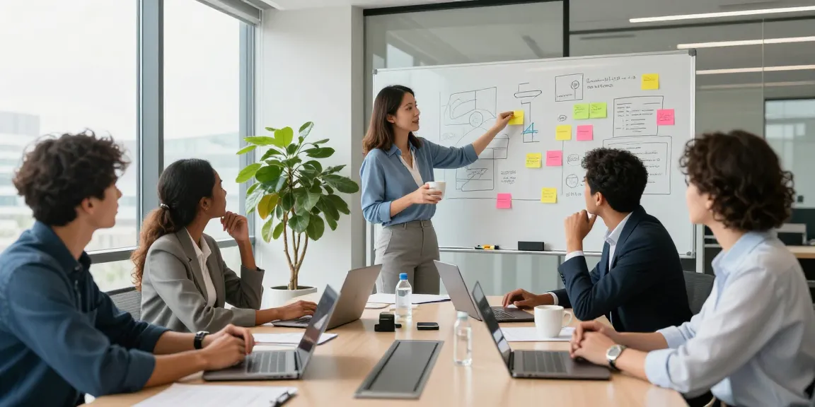 Team brainstorming session at https://www.www456bd.com/ showcasing diversity and collaboration in a modern office setting.