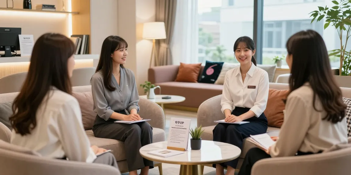 Welcoming reception area of 파주OP service in Paju with friendly manager and elegant decor.
