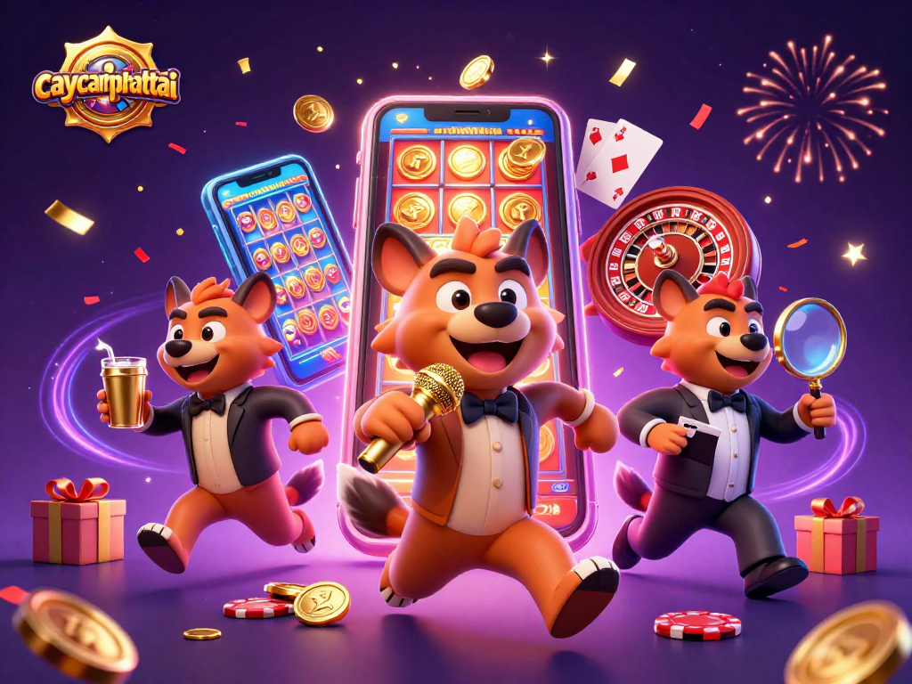 Experience caycanhphattai's vibrant casino scene, featuring hyenas in action with dynamic gaming elements.