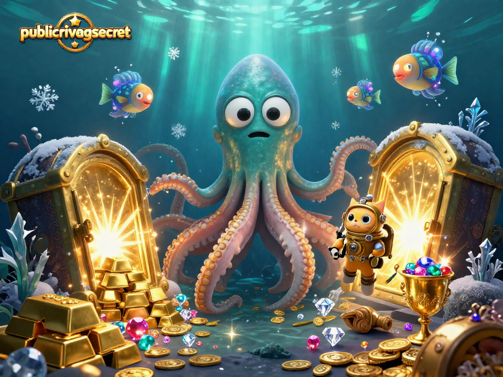 Bet on your luck with publicprivatesecret while exploring treasures in a colorful underwater scene