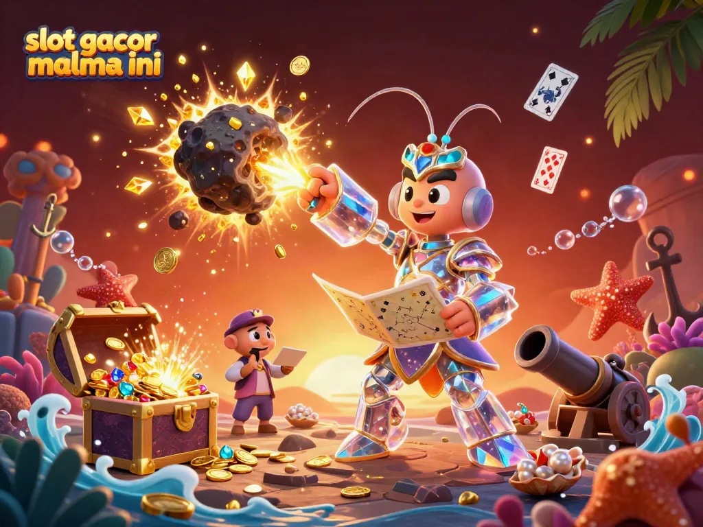 Engage in slot gacor malma ini action as characters explode treasure and excitement in this vibrant scene.