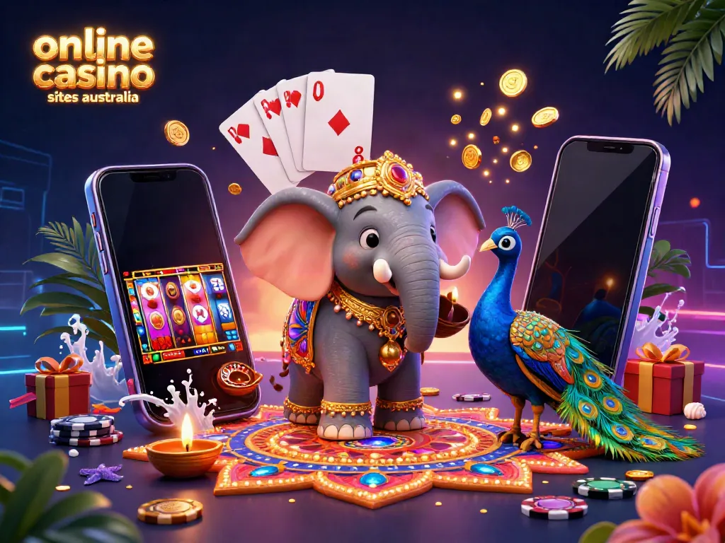 Experience the thrill at online casino sites australia with vibrant 3D visuals showcasing game elements and characters.