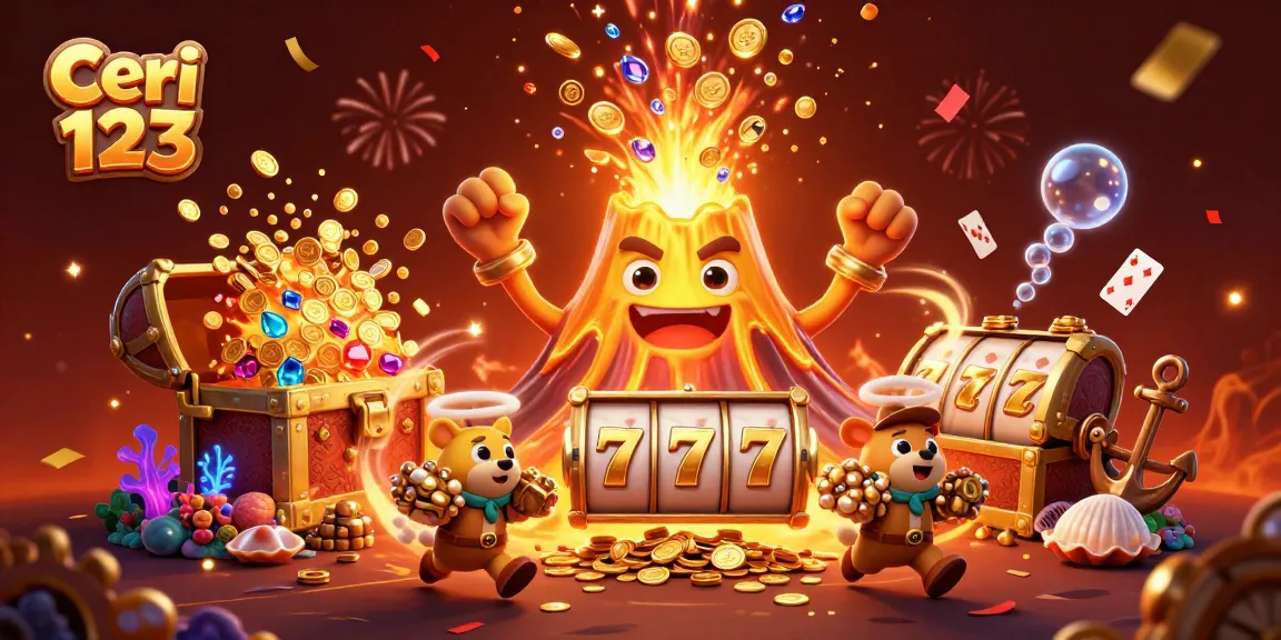 Experience the excitement of Ceri 123 with thrilling jackpot slots and treasure in a vibrant casino scene.