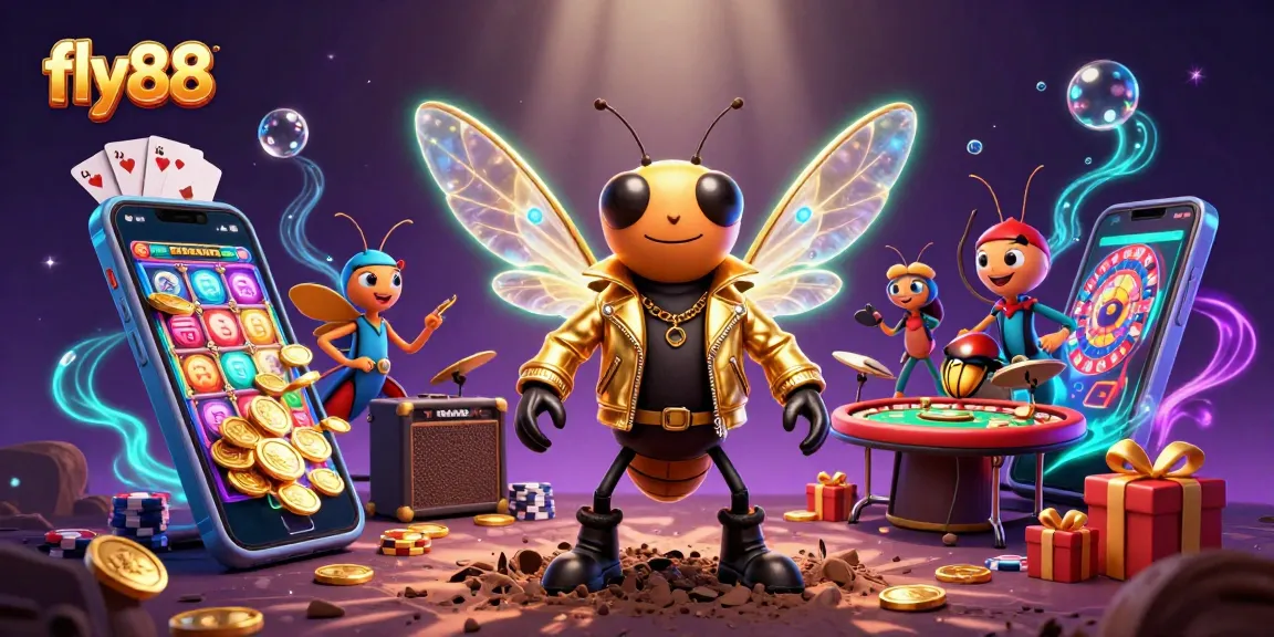 Experience epic wins with fly88 at this dynamic casino celebration scene featuring vibrant games.