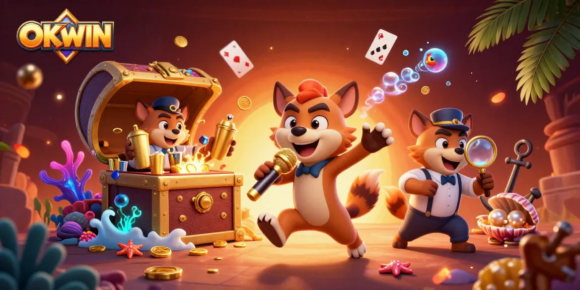Engage in thrilling gaming at OKWIN's vibrant comedic casino with entertaining hyena characters.