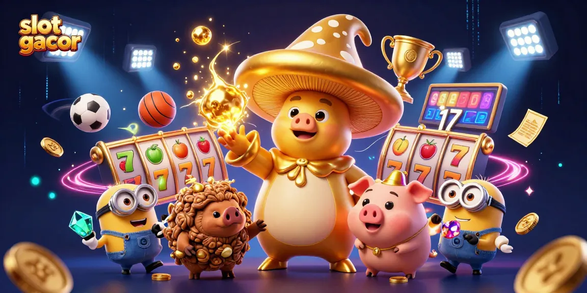 Unleash golden magic with slot gacor-themed characters and elements in a vibrant gaming scene.