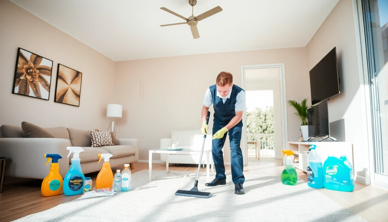 Showcasing a bond cleaning Logan service with a professional cleaner in action.