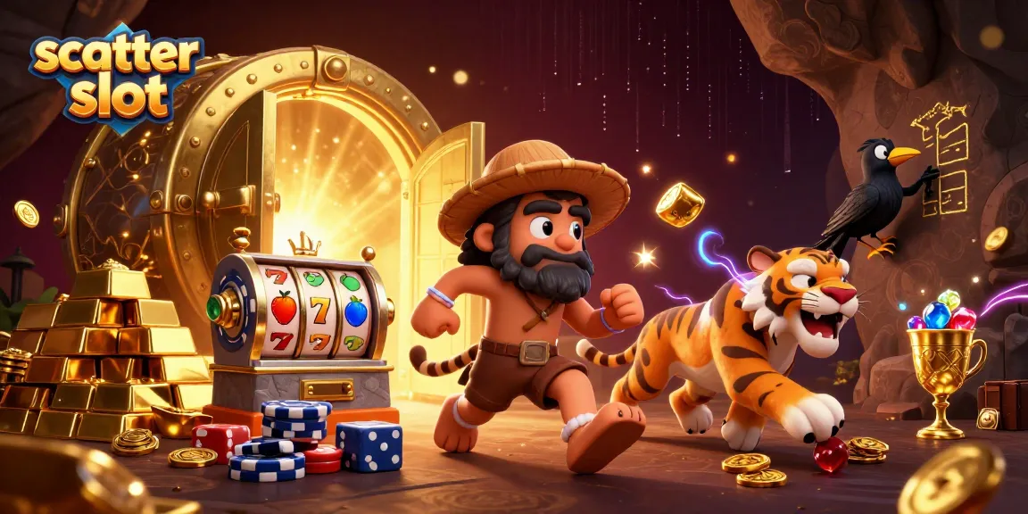 Experience scatter slot excitement in a vibrant prehistoric casino scene with winning visuals.