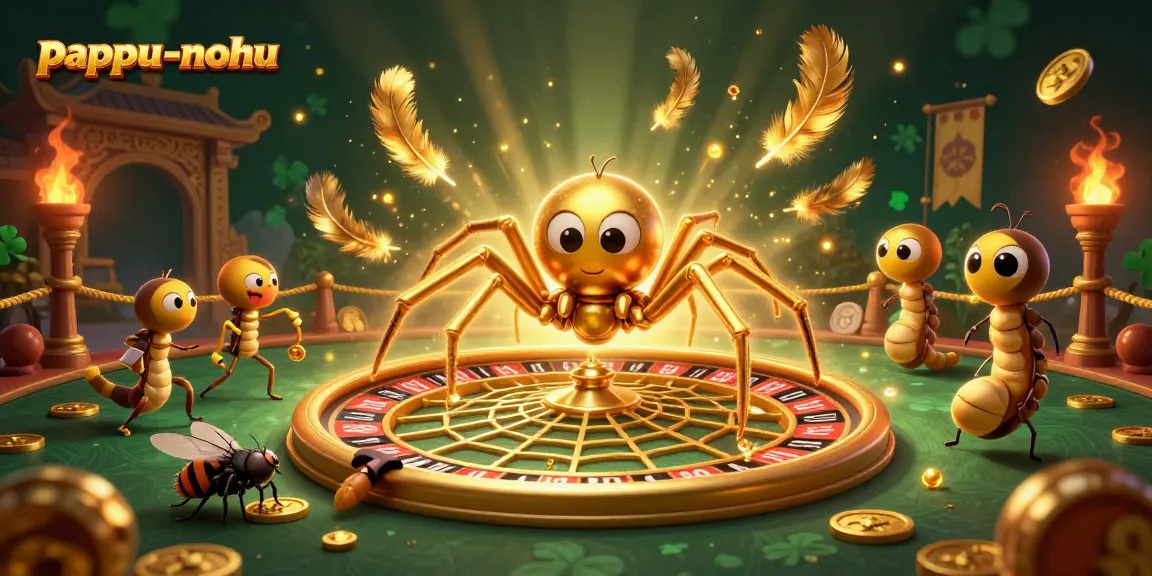 Engage in thrilling gameplay with pappu-nohu featuring a golden spider and vibrant casino elements.