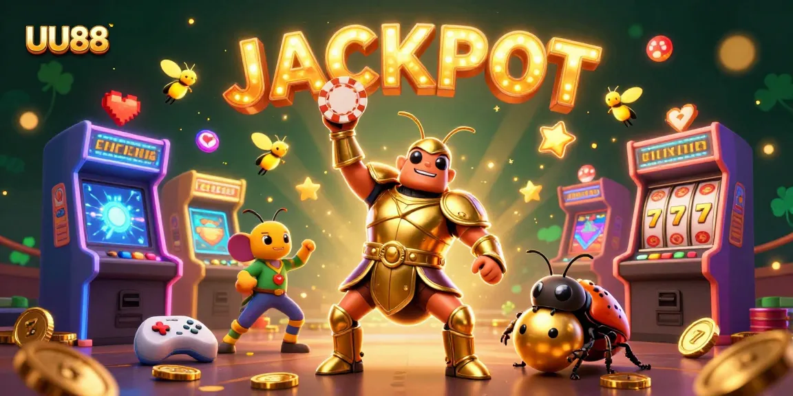 Lift the stakes at UU88 with a jackpot-themed 3D beetle victory illustration.
