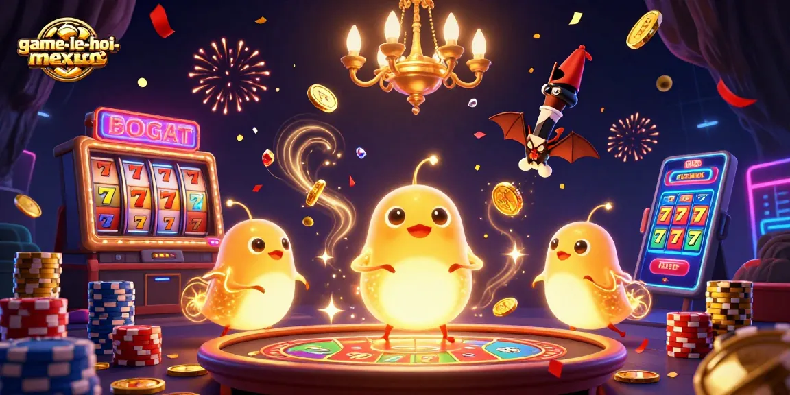 Experience the vibrant game-le-hoi-mexico with golden coins and colorful slot reels in action.