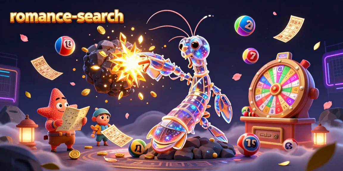 Engage with the excitement of romance-search as a galactic samurai shrimp breaks through asteroids showering golden gems, embodying thrilling gaming vibes.