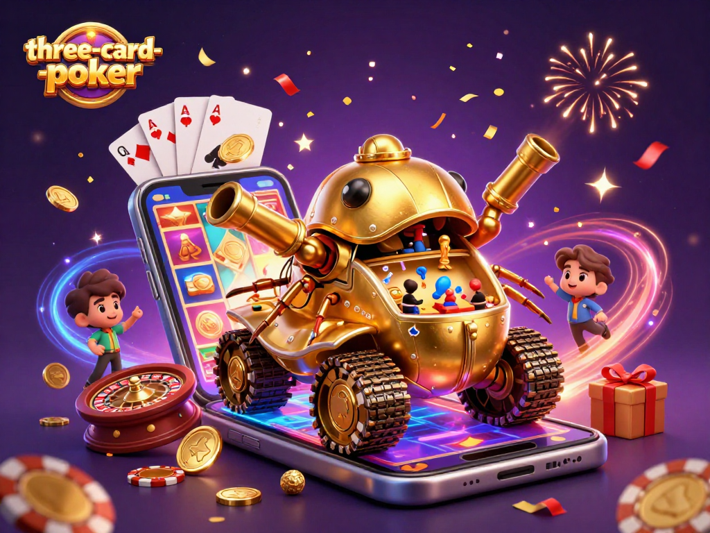Engage in thrilling three-card-poker action with a dynamic casino scene bursting with excitement!