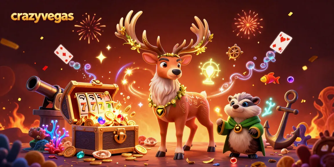 Win big with crazyvegas in this vibrant 3D casino illustration showcasing exciting slot machines and festive atmosphere.