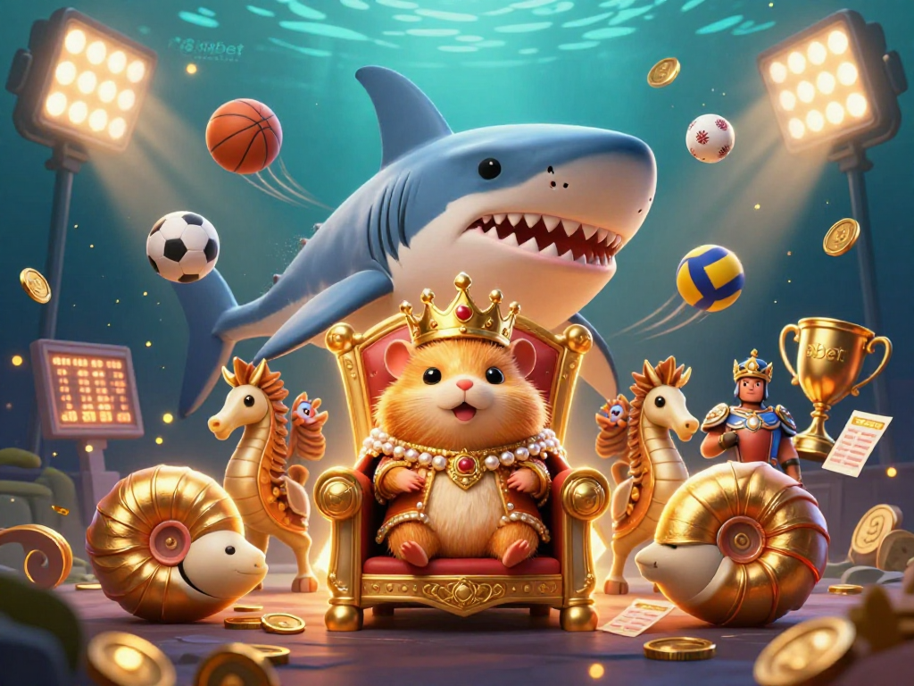 Experience thrilling action with 8xbet as the golden hamster king rules the underwater sports betting kingdom.