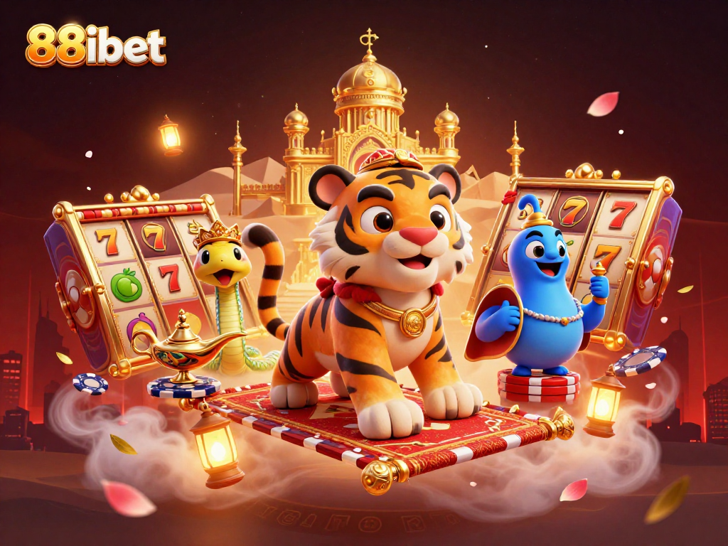 Engage in thrilling gaming experiences with 88ibet's dynamic scene featuring vibrant slot elements.
